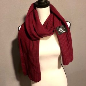 NWOT, Calvin Klein Burgundy Scarf 15”Wx74”L